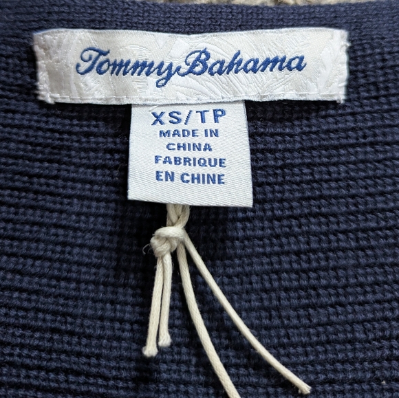 Tommy Bahama Blue 1/2 Sleeve Cotton Blend Batwing Sweater XS - Picture 5 of 7
